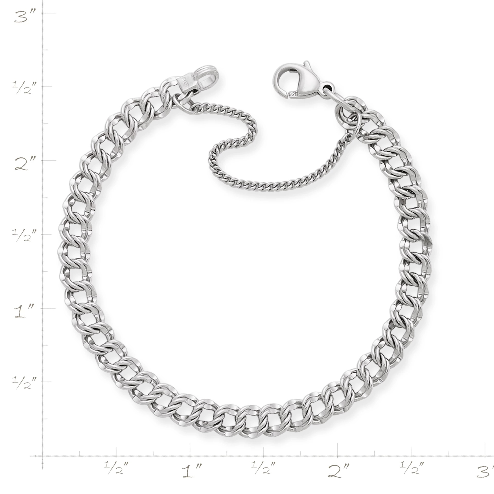 Light Double Curb Charm Bracelet - Image 2
