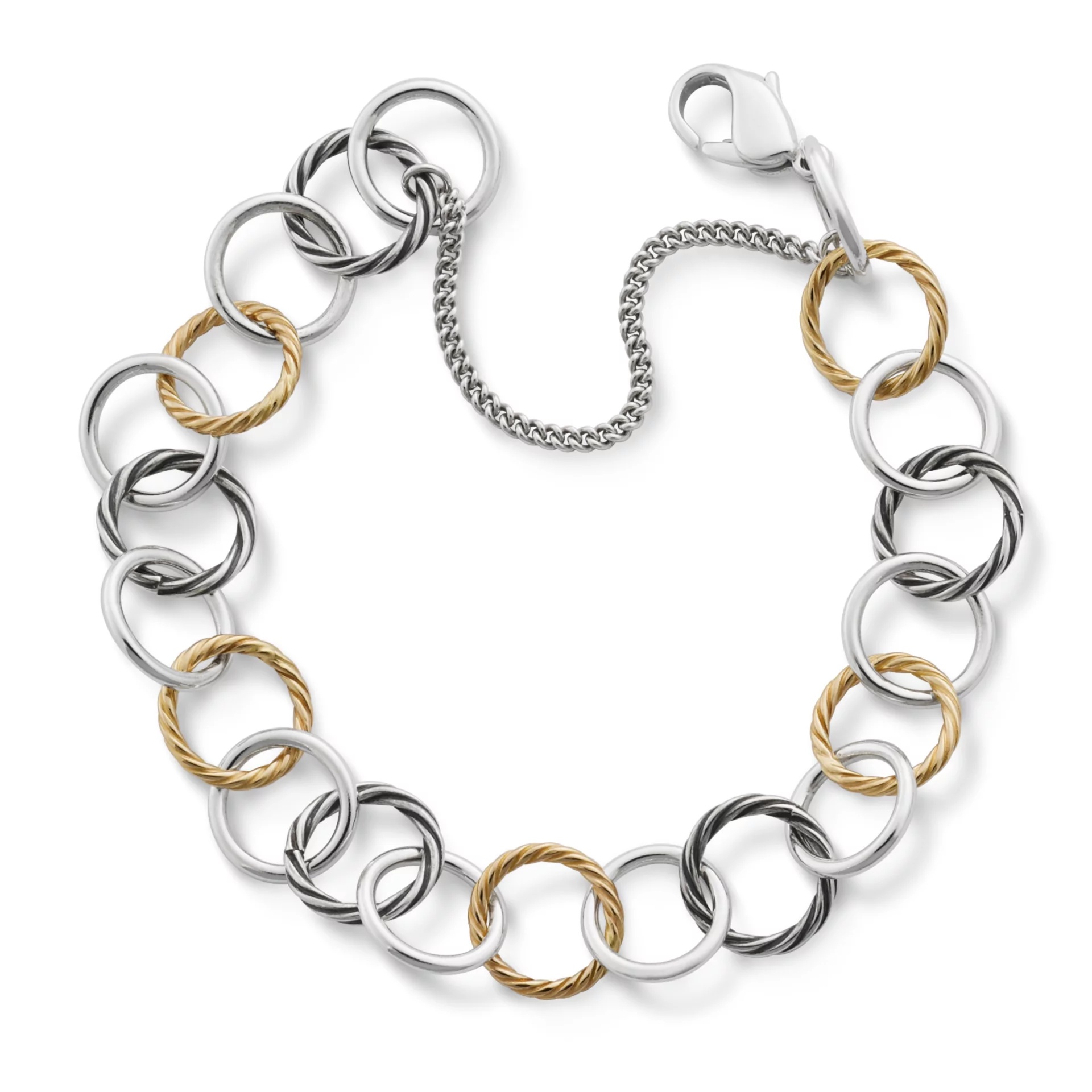 Gold and Silver Loops Charm Bracelet
