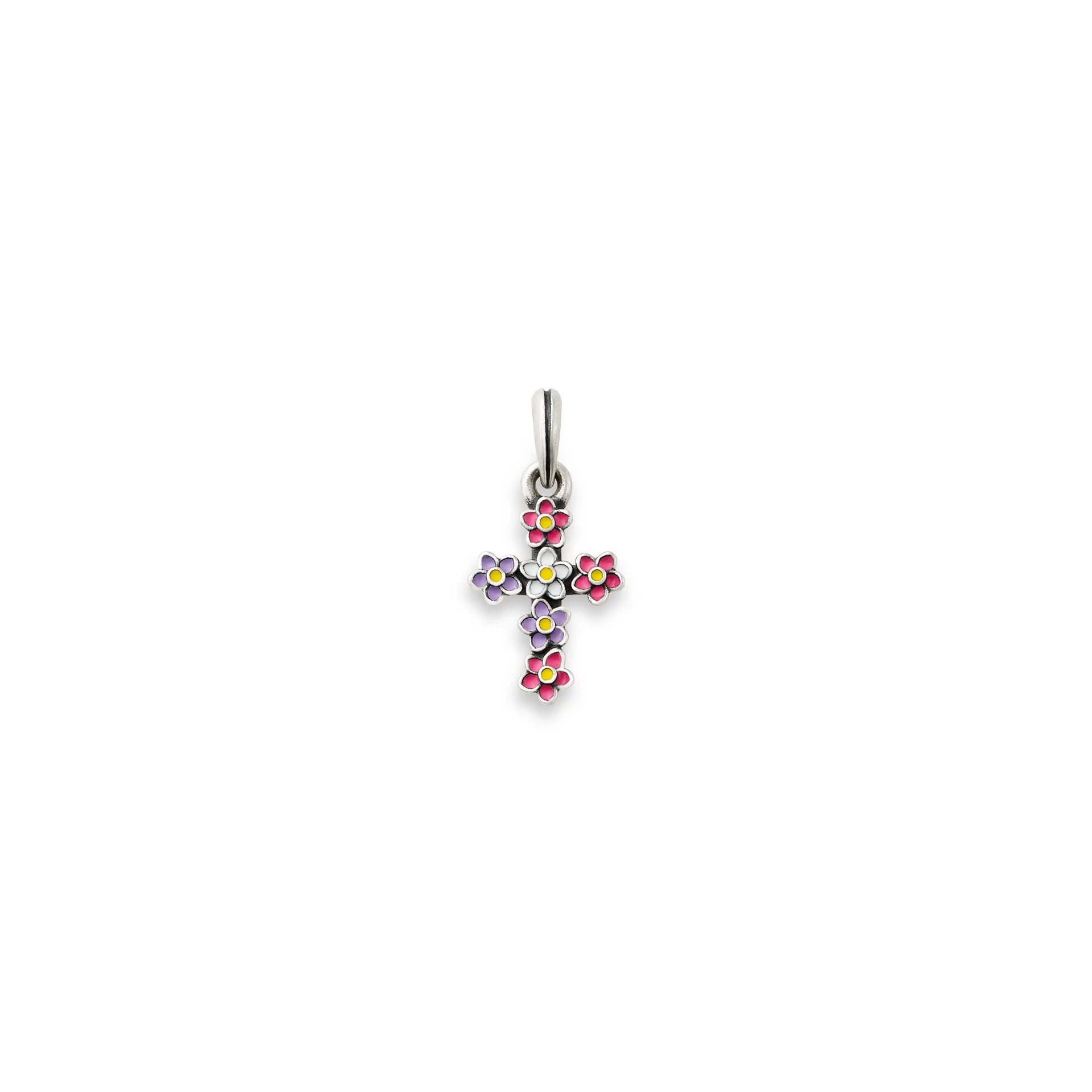 Enamel Floral Cross Pendant