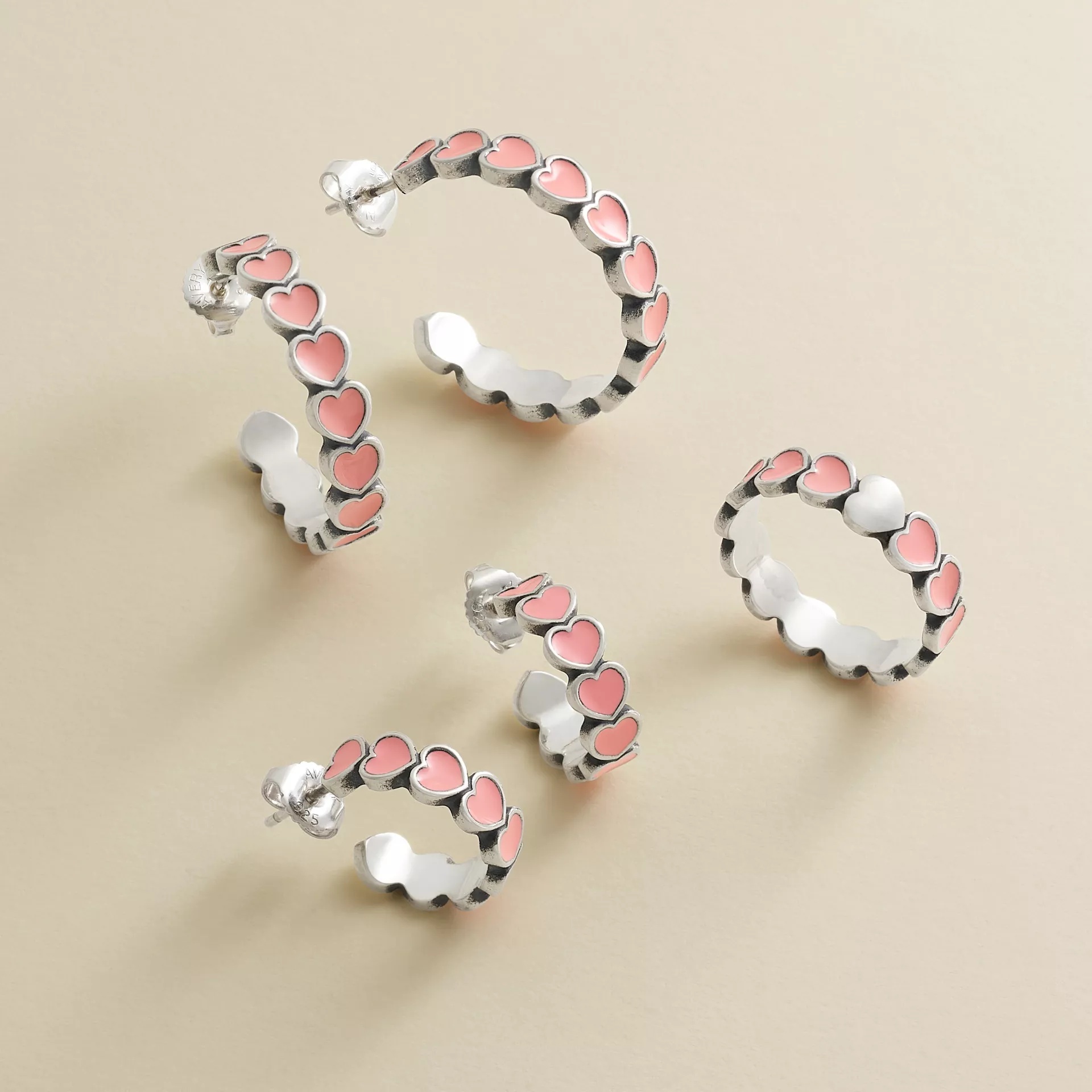 Enamel Connected Hearts Hoops - Image 5