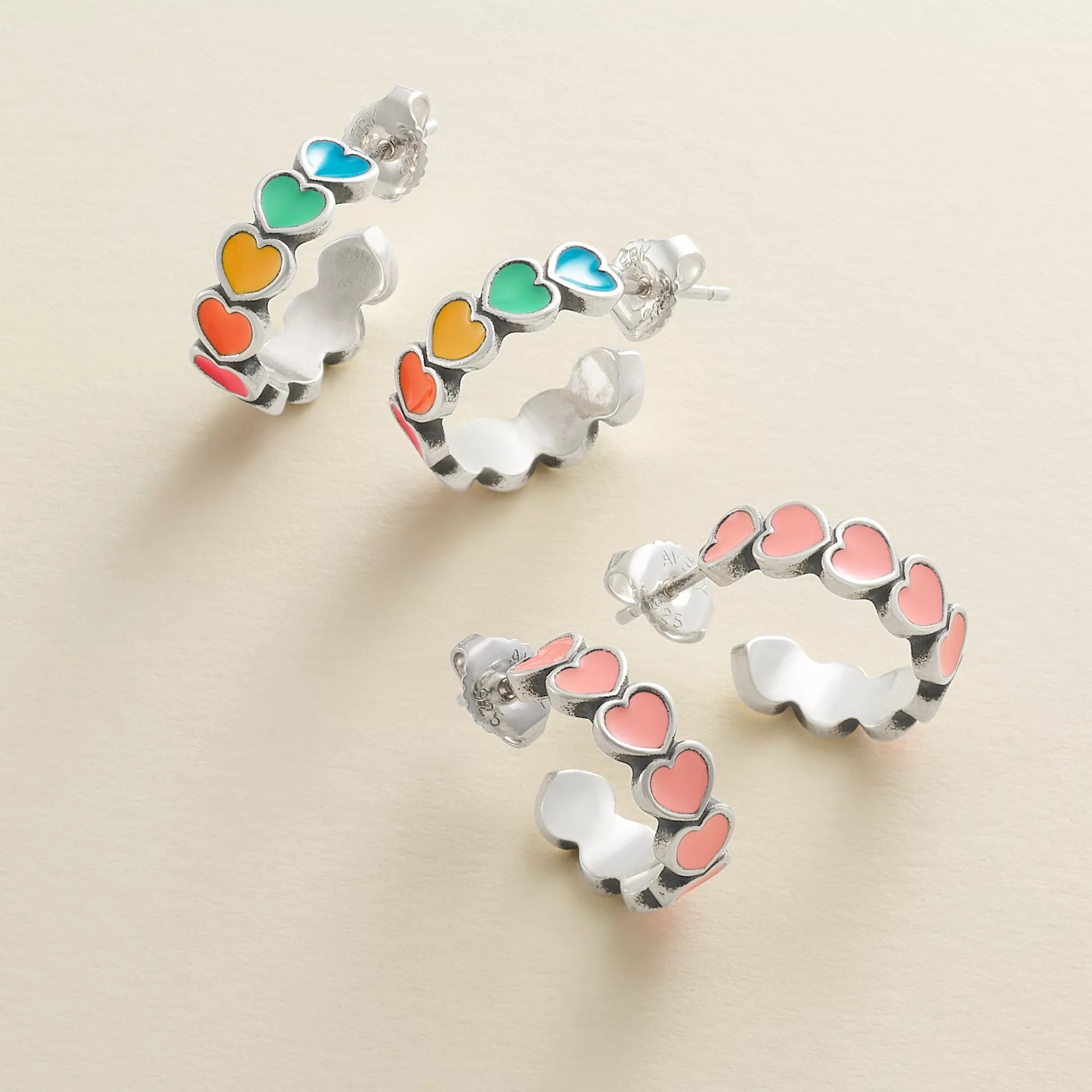 Enamel Connected Hearts Hoops - Image 4