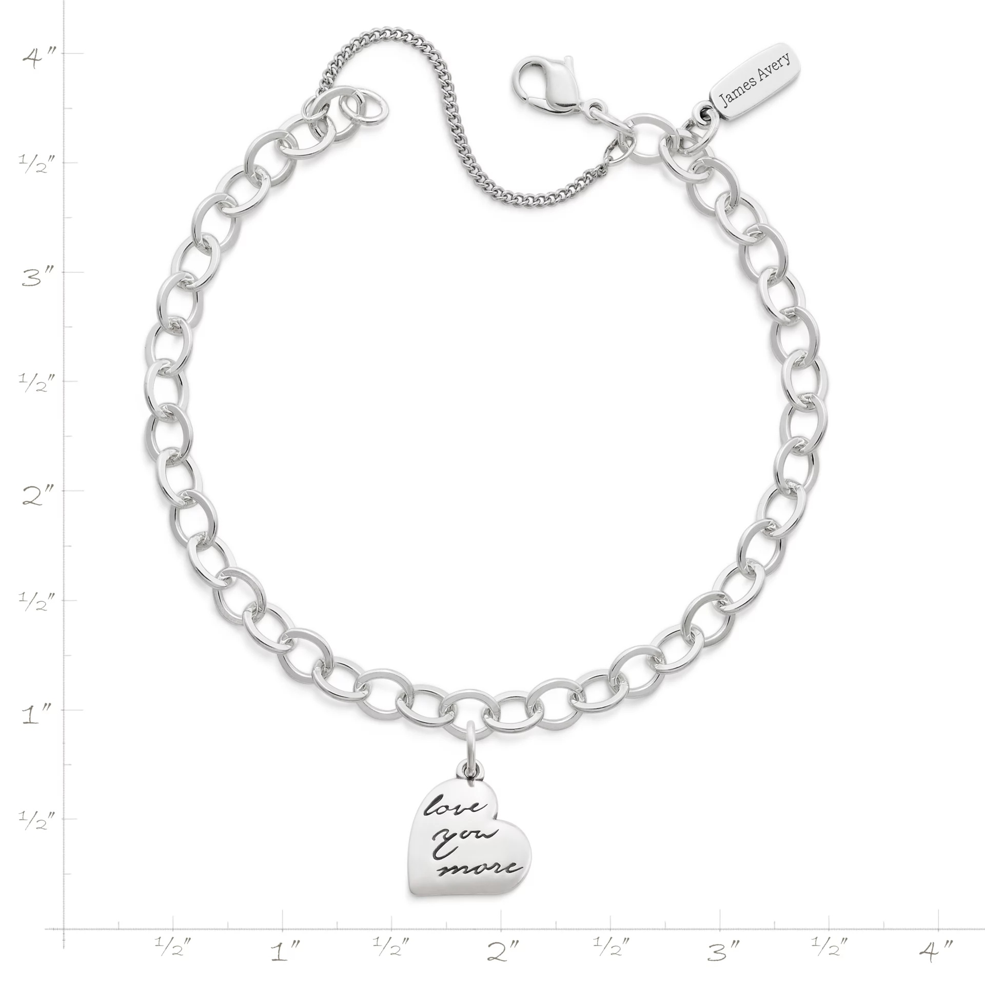 Love You More Charm on Forged Link Charm Bracelet - Image 2