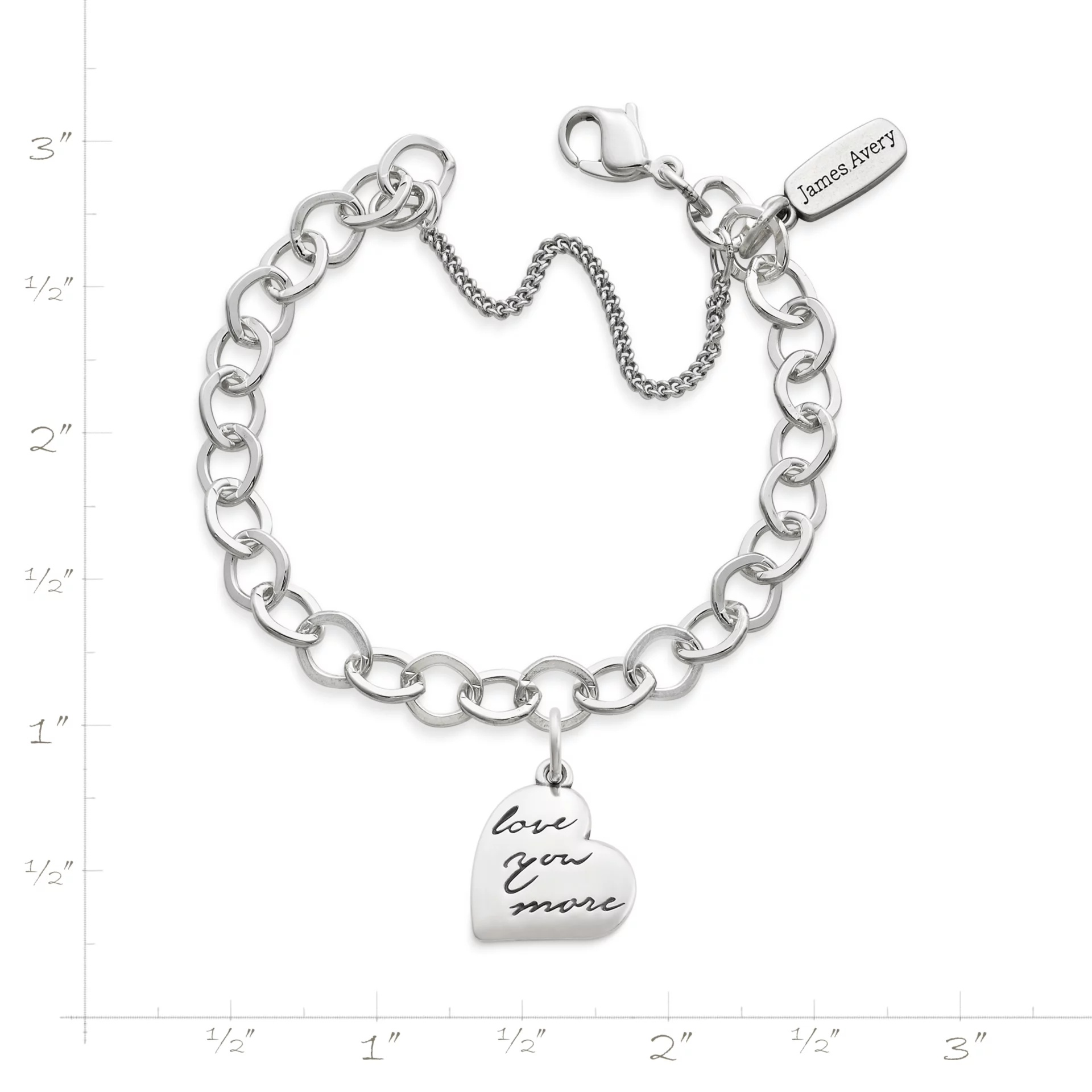 Love You More Charm on Forged Link Charm Bracelet - Image 2