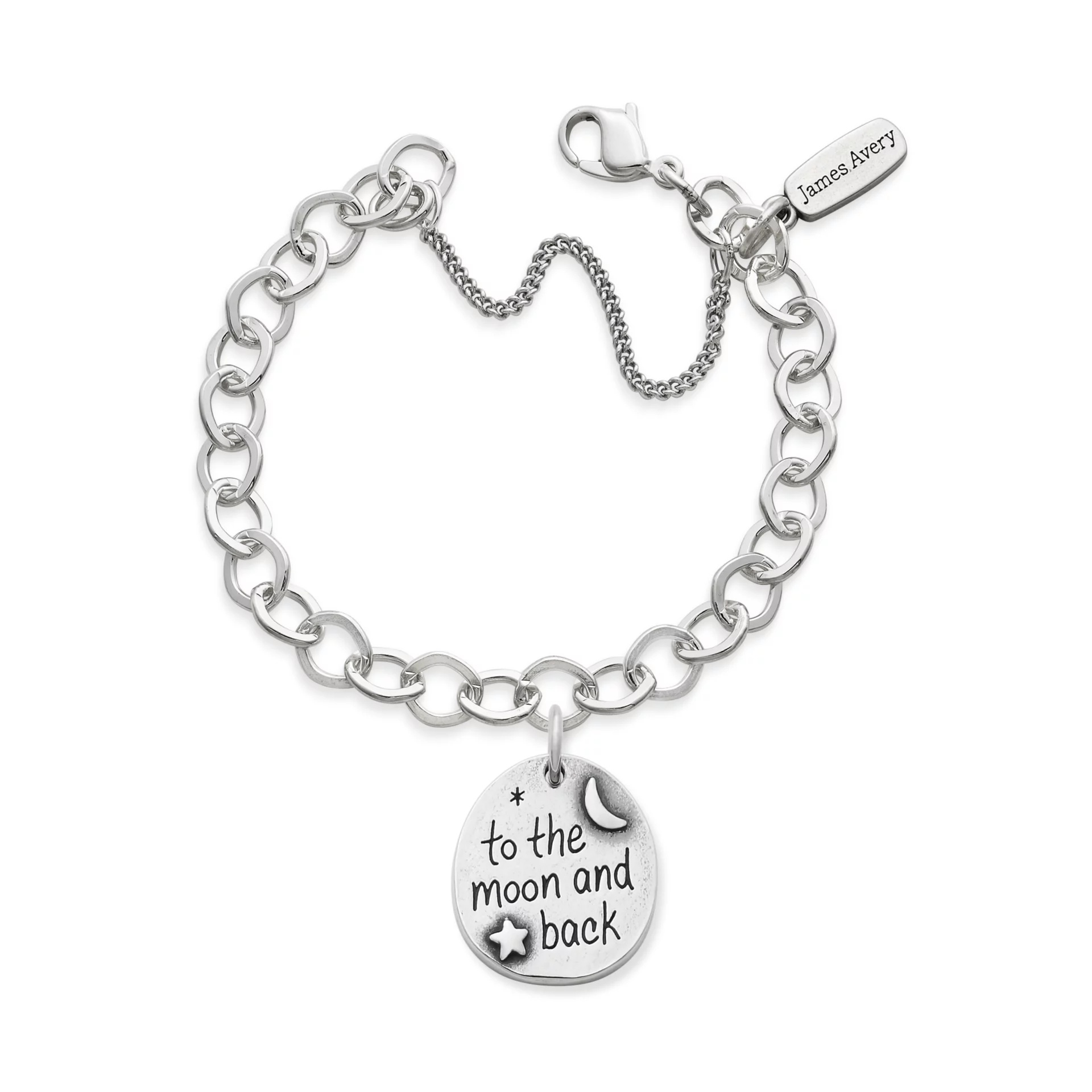 To the Moon and Back Charm on Forged Link Charm Bracelet