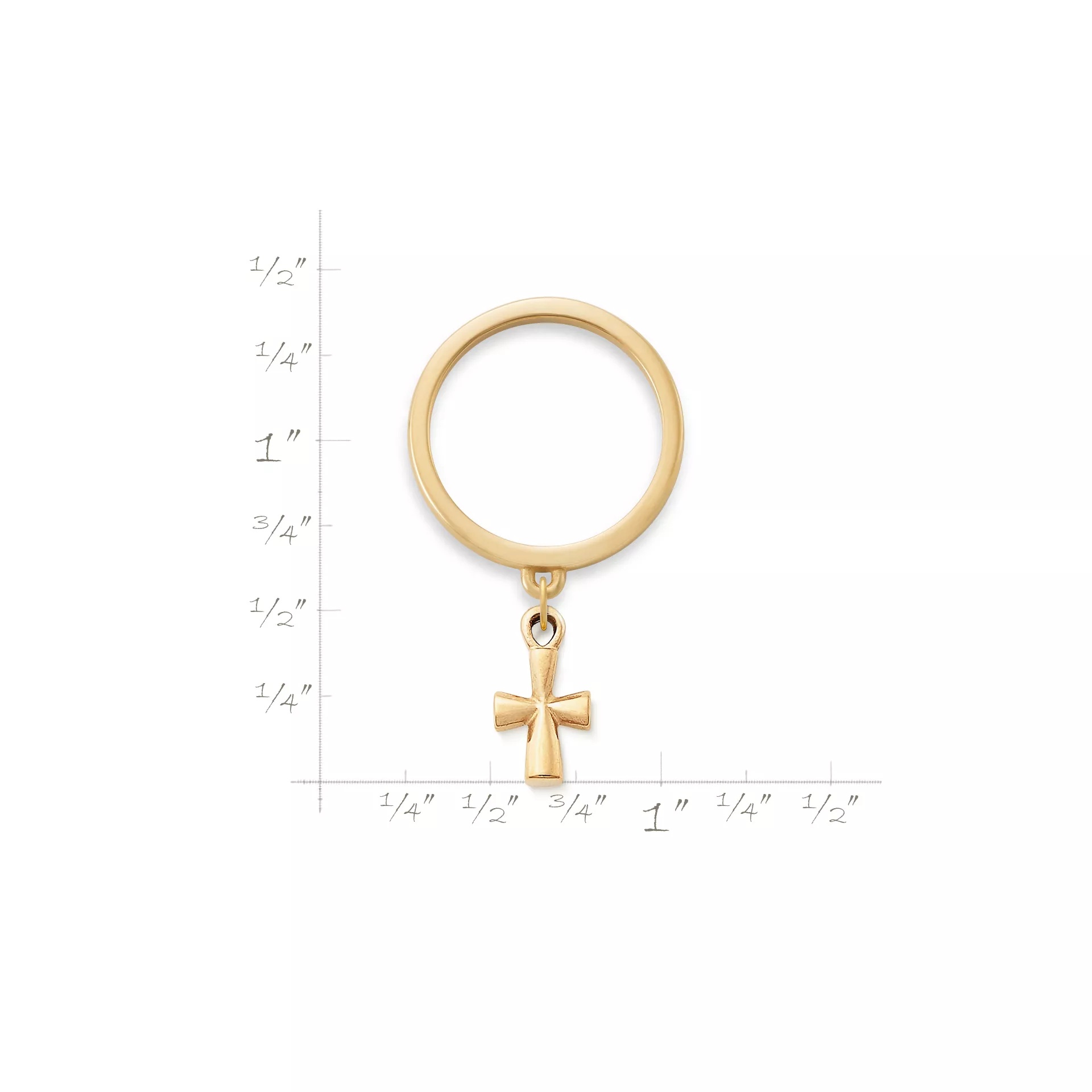St. Teresa Cross Charm Dangle Ring - Image 2