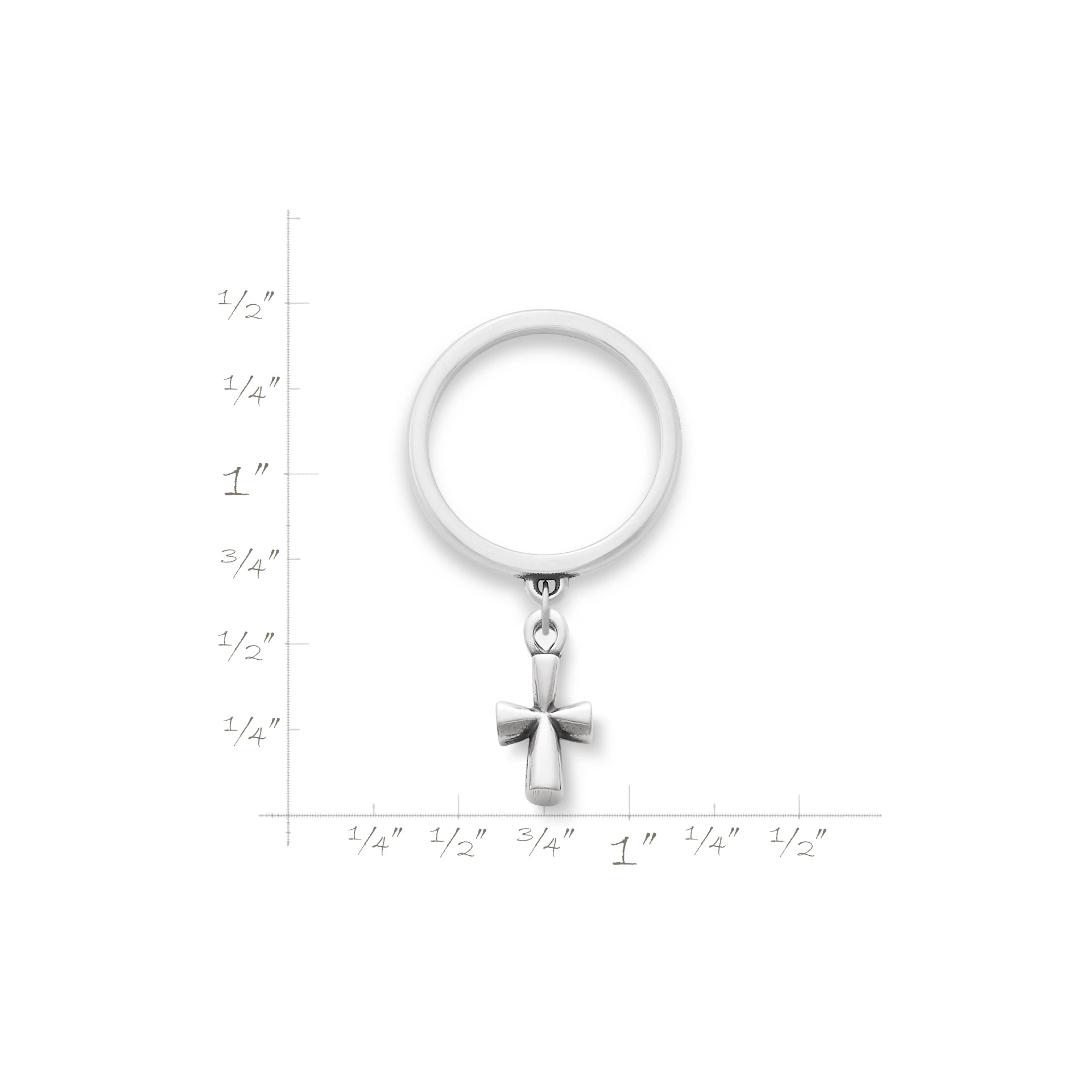 St. Teresa Cross Charm Dangle Ring - Image 2