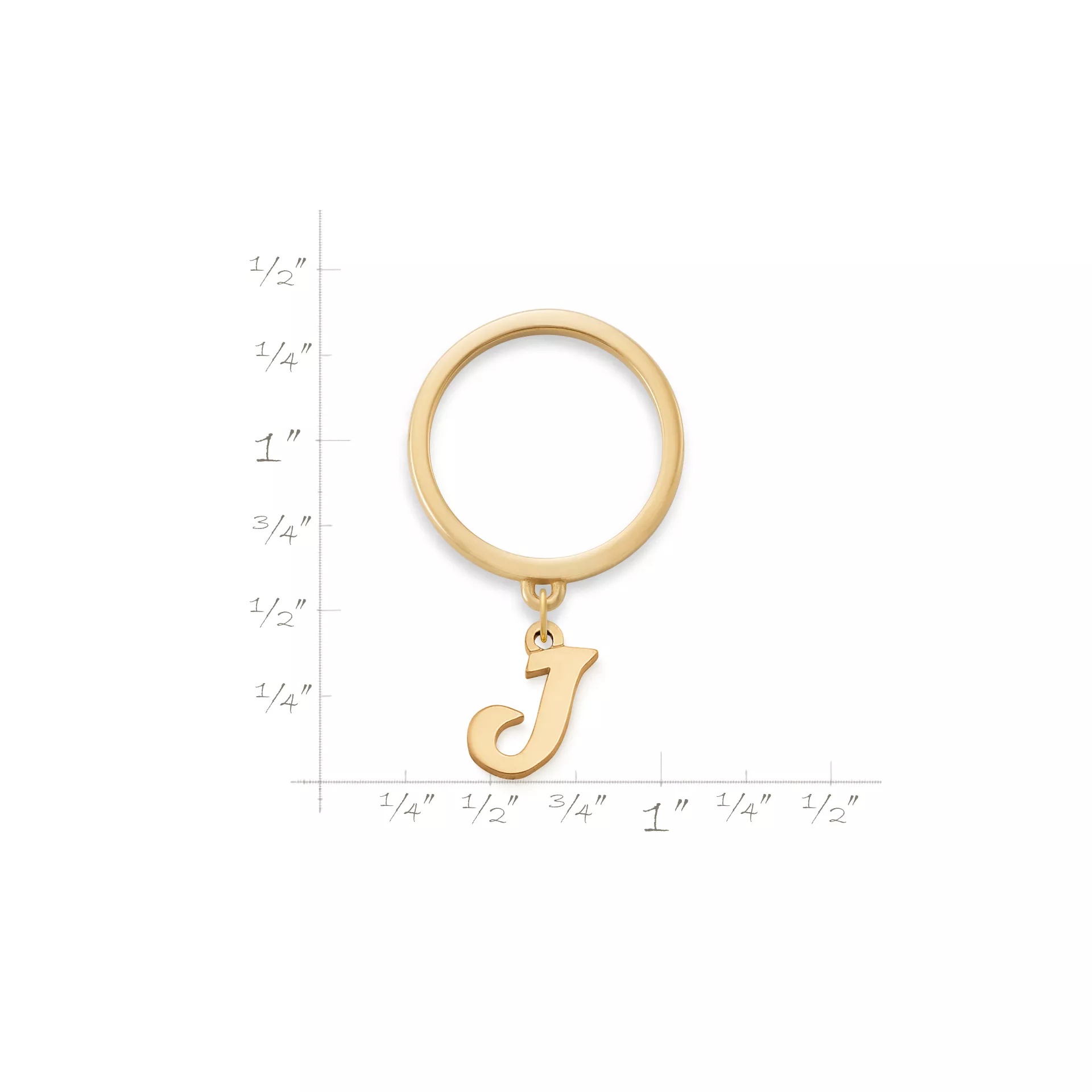 Small Script Initial Charm Dangle Ring - Image 2