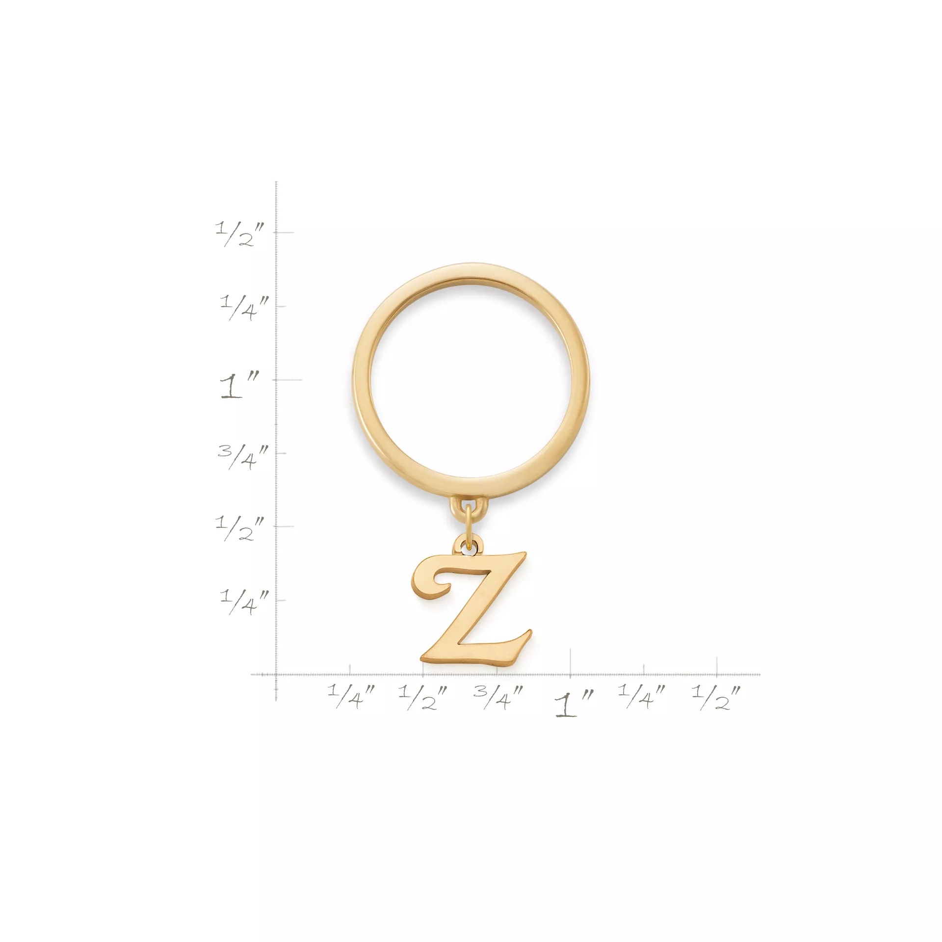 Small Script Initial Charm Dangle Ring - Image 2