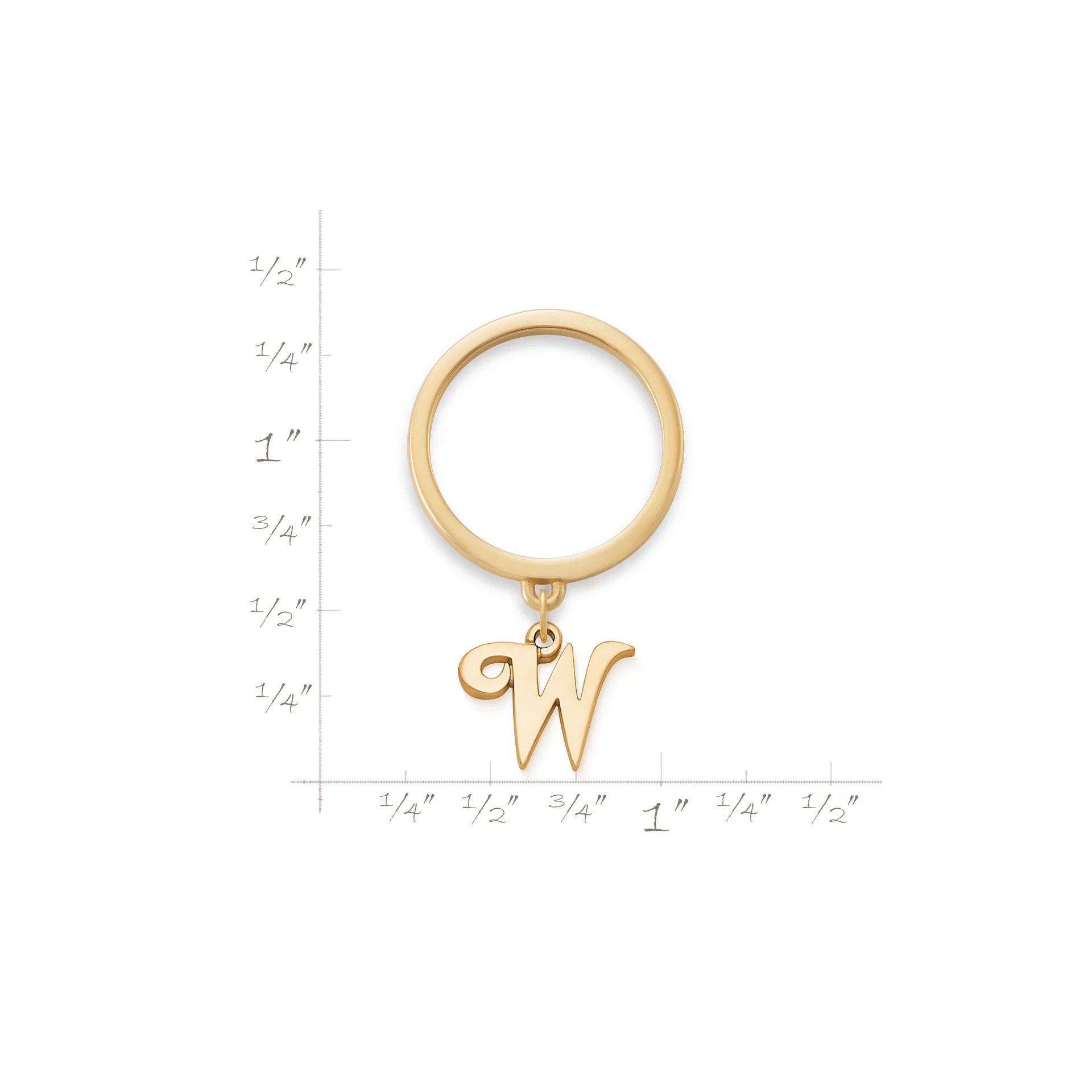 Small Script Initial Charm Dangle Ring - Image 2