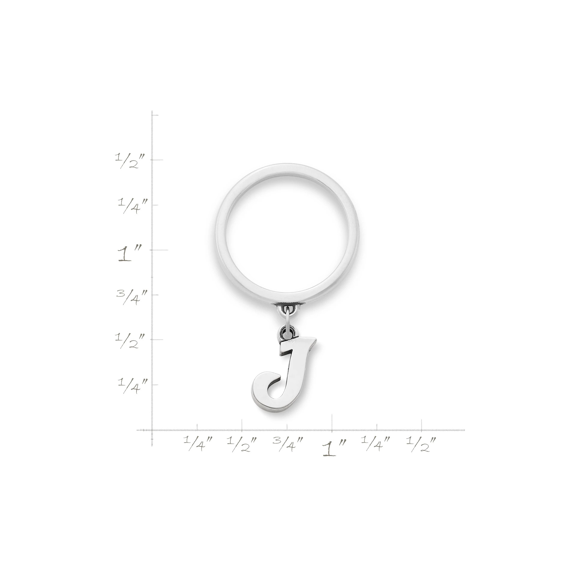 Small Script Initial Charm Dangle Ring - Image 2