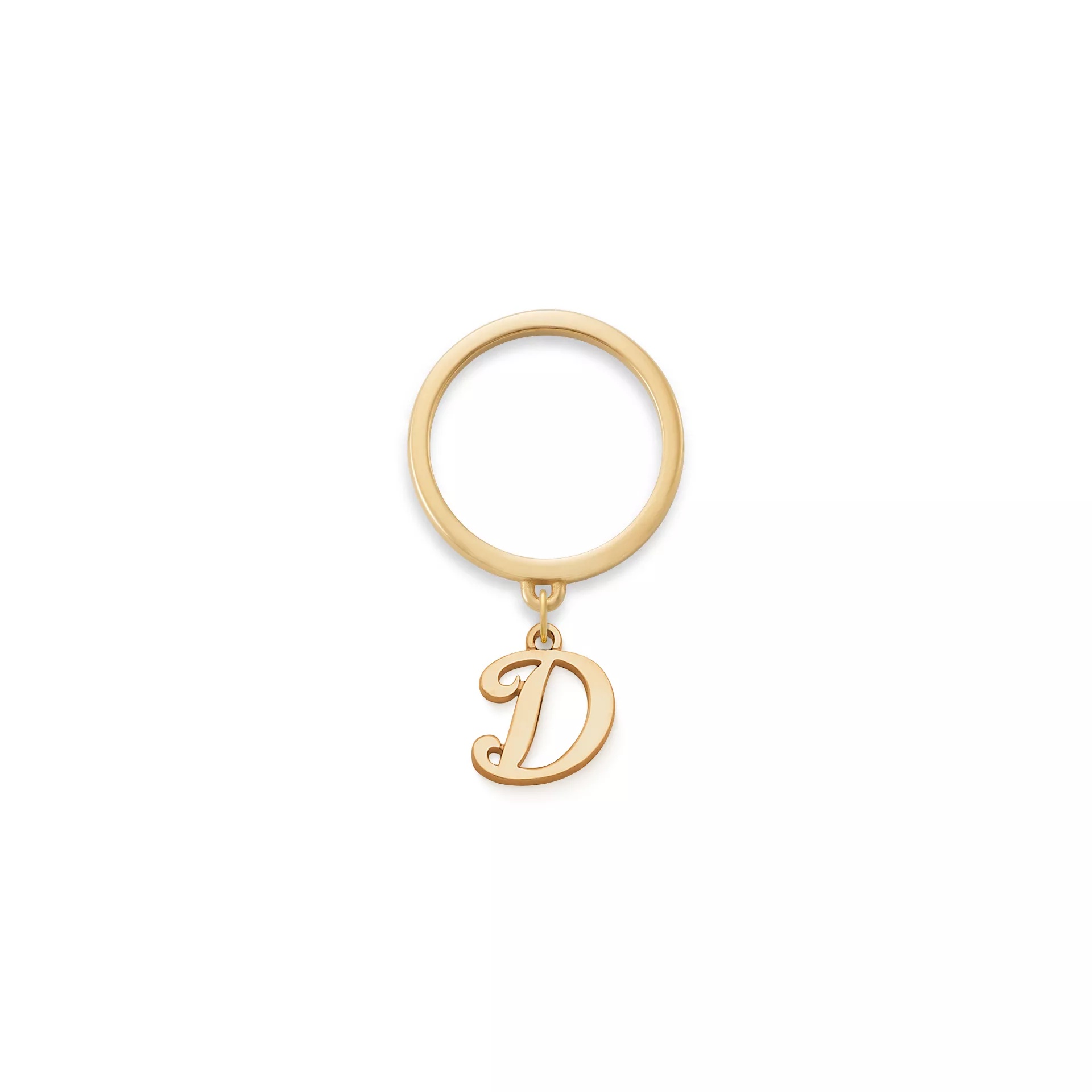 Small Script Initial Charm Dangle Ring