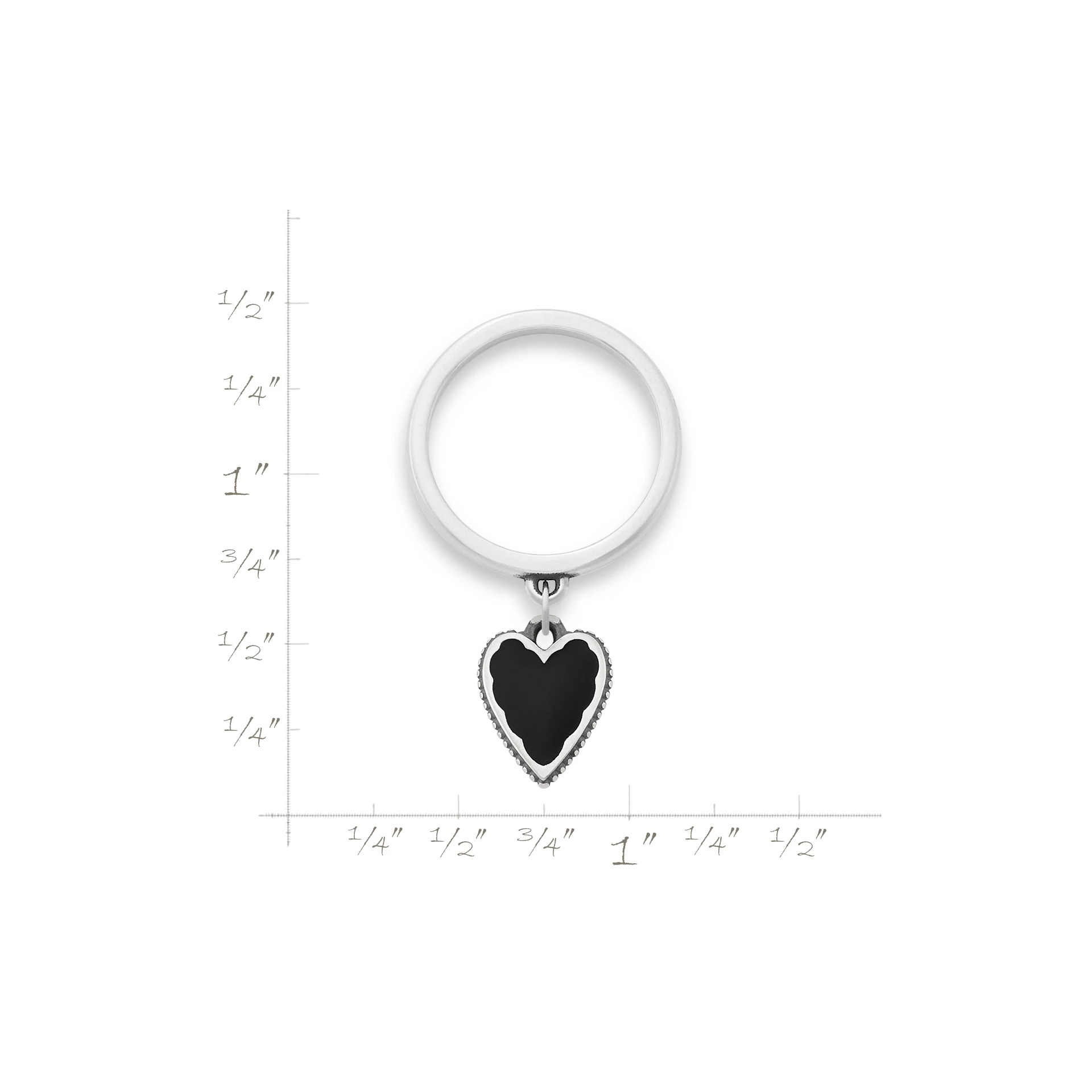 Small Enamel Heart Charm Dangle Ring - Image 3