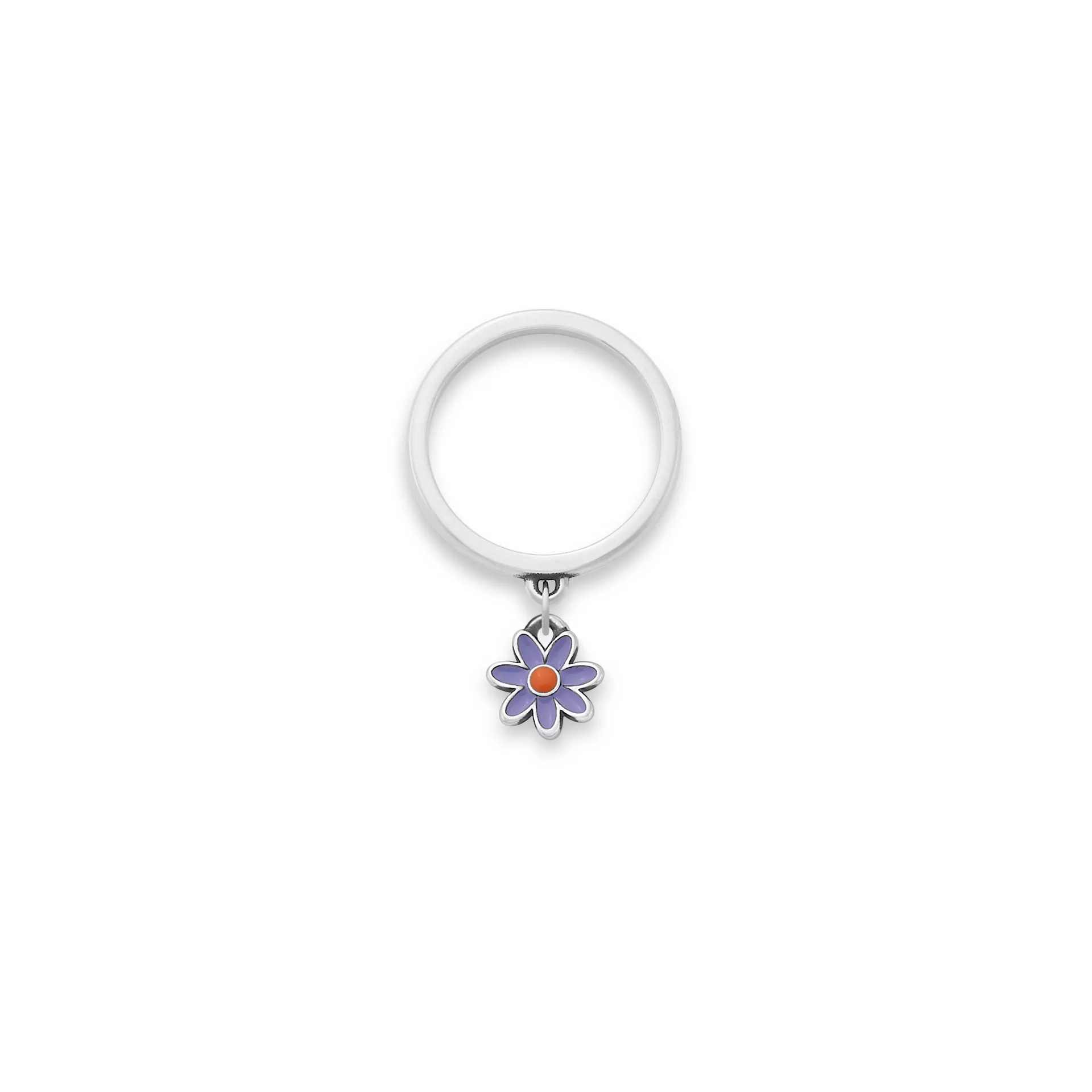 Enamel Mini Flower Charm Dangle Ring