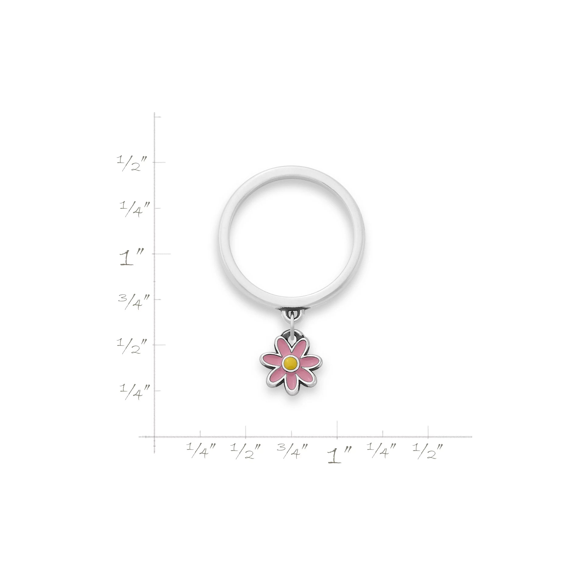 Enamel Mini Flower Charm Dangle Ring - Image 2