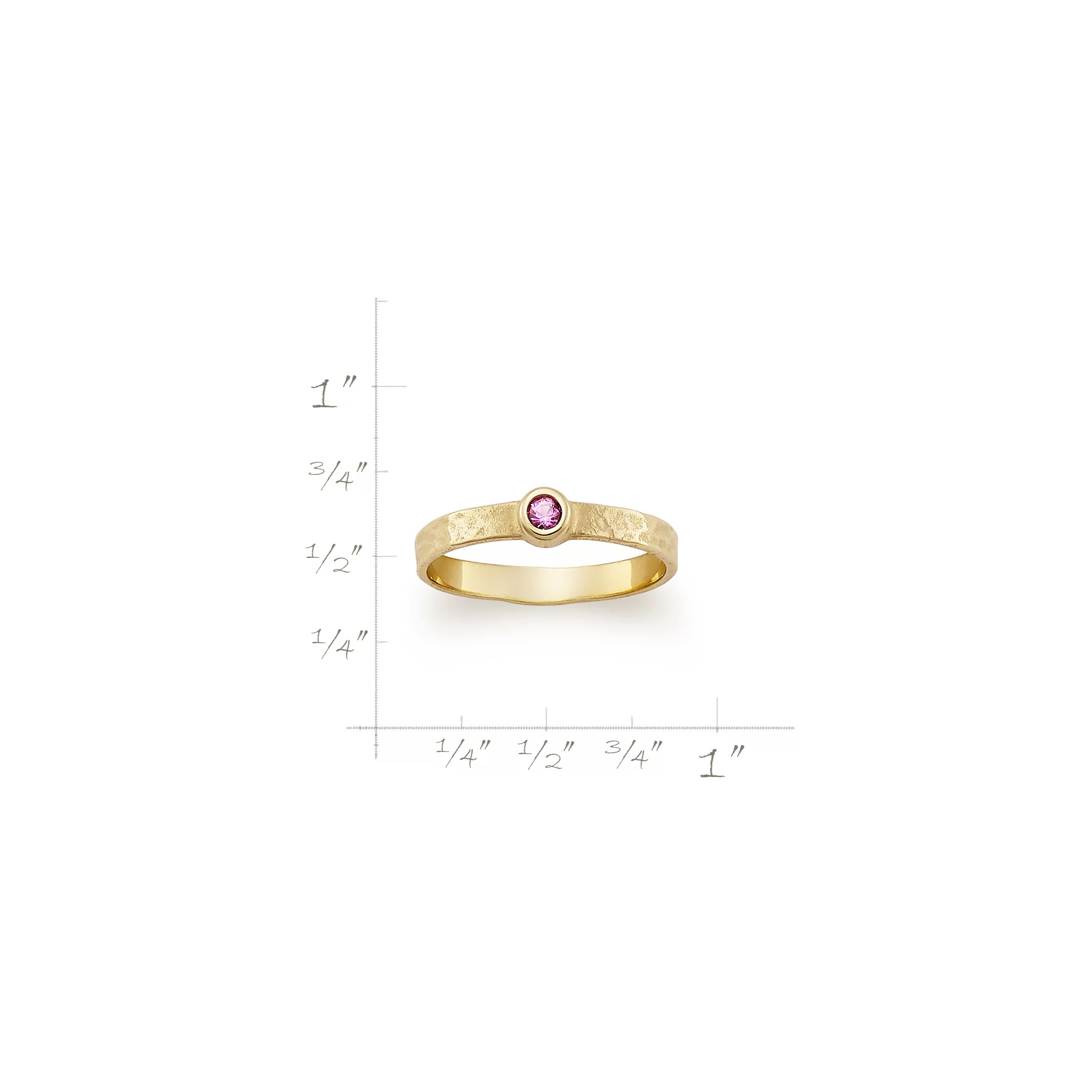 Petite Hammered Gemstone Ring - Image 3