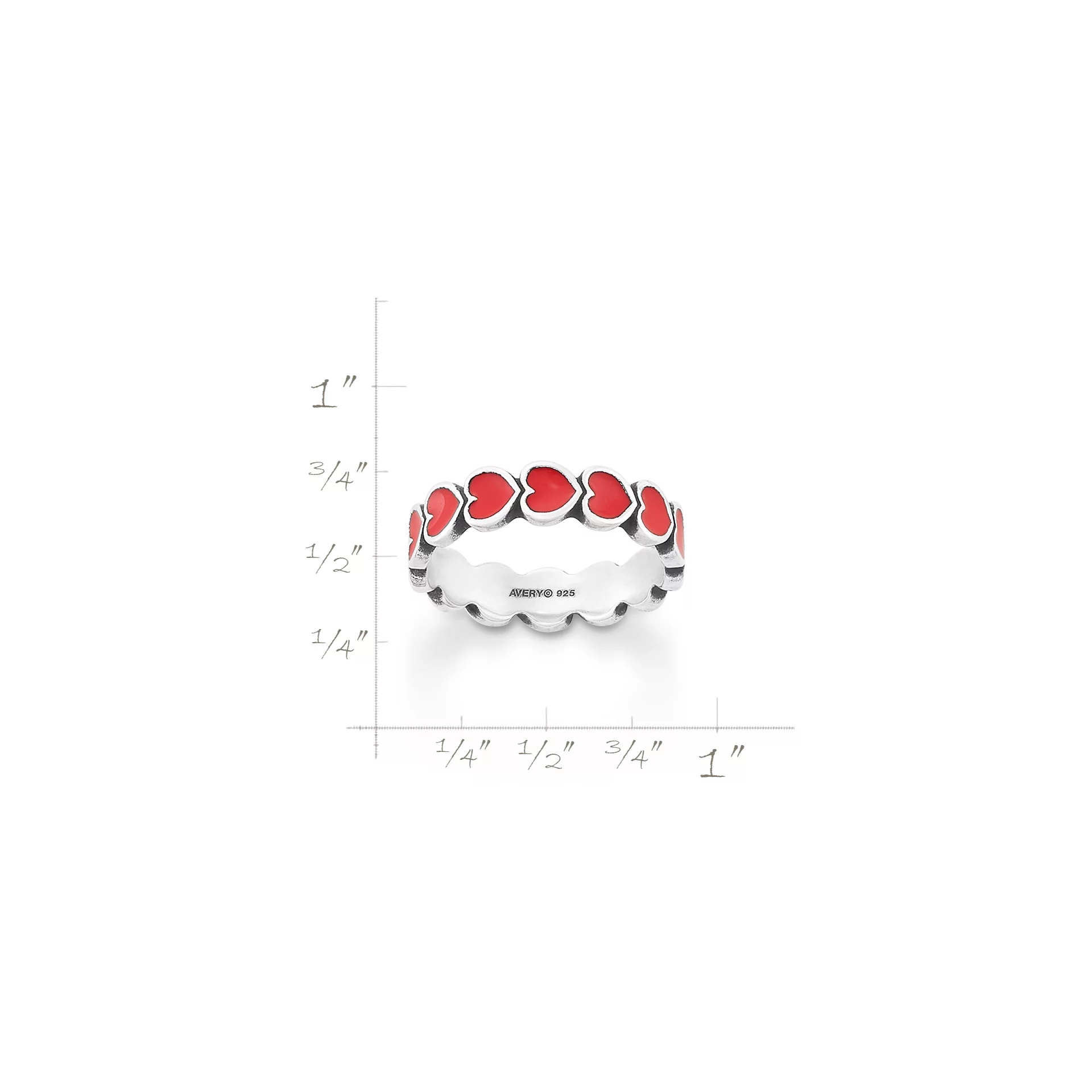 Enamel Connected Hearts Ring - Image 6