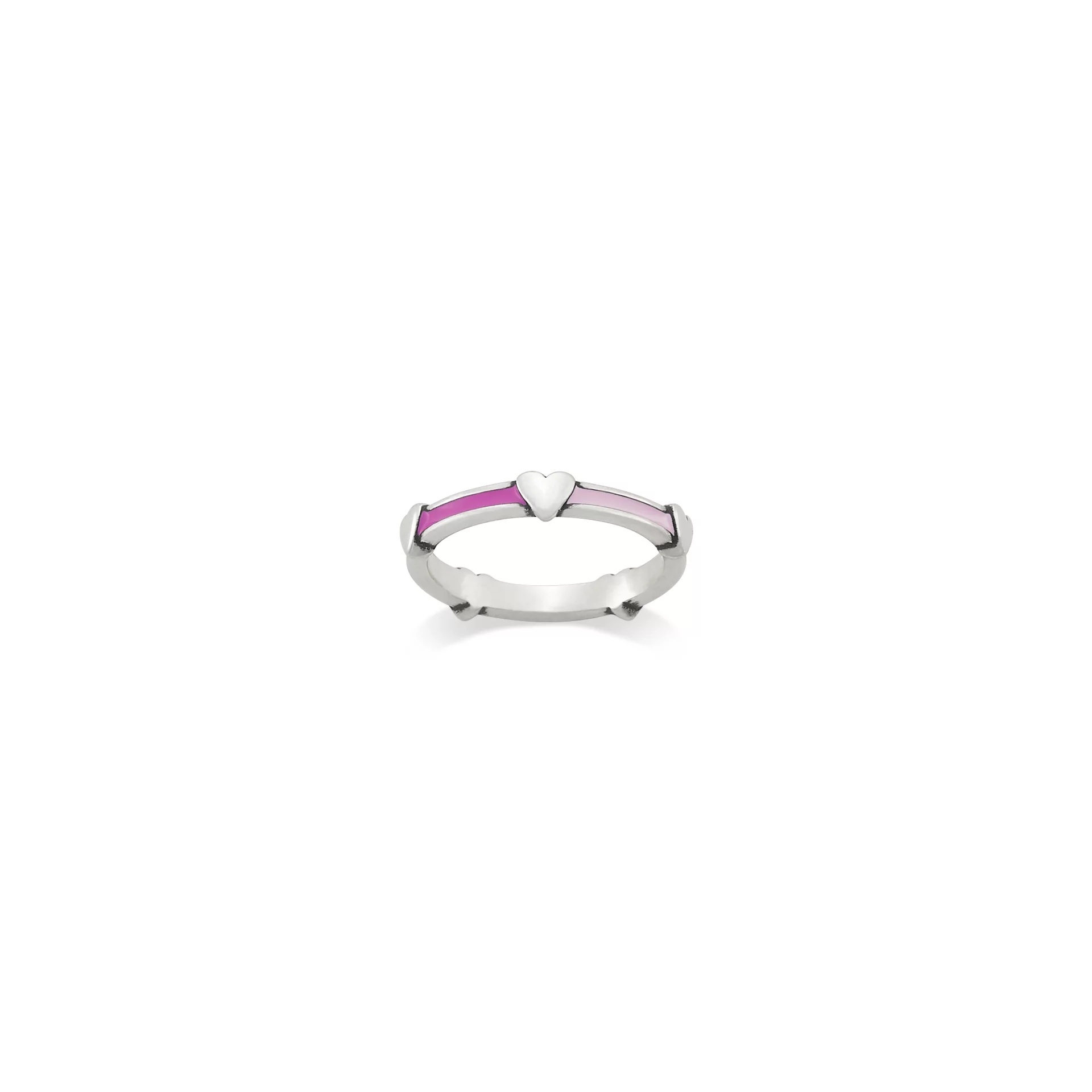 Enamel Band with Hearts Ring