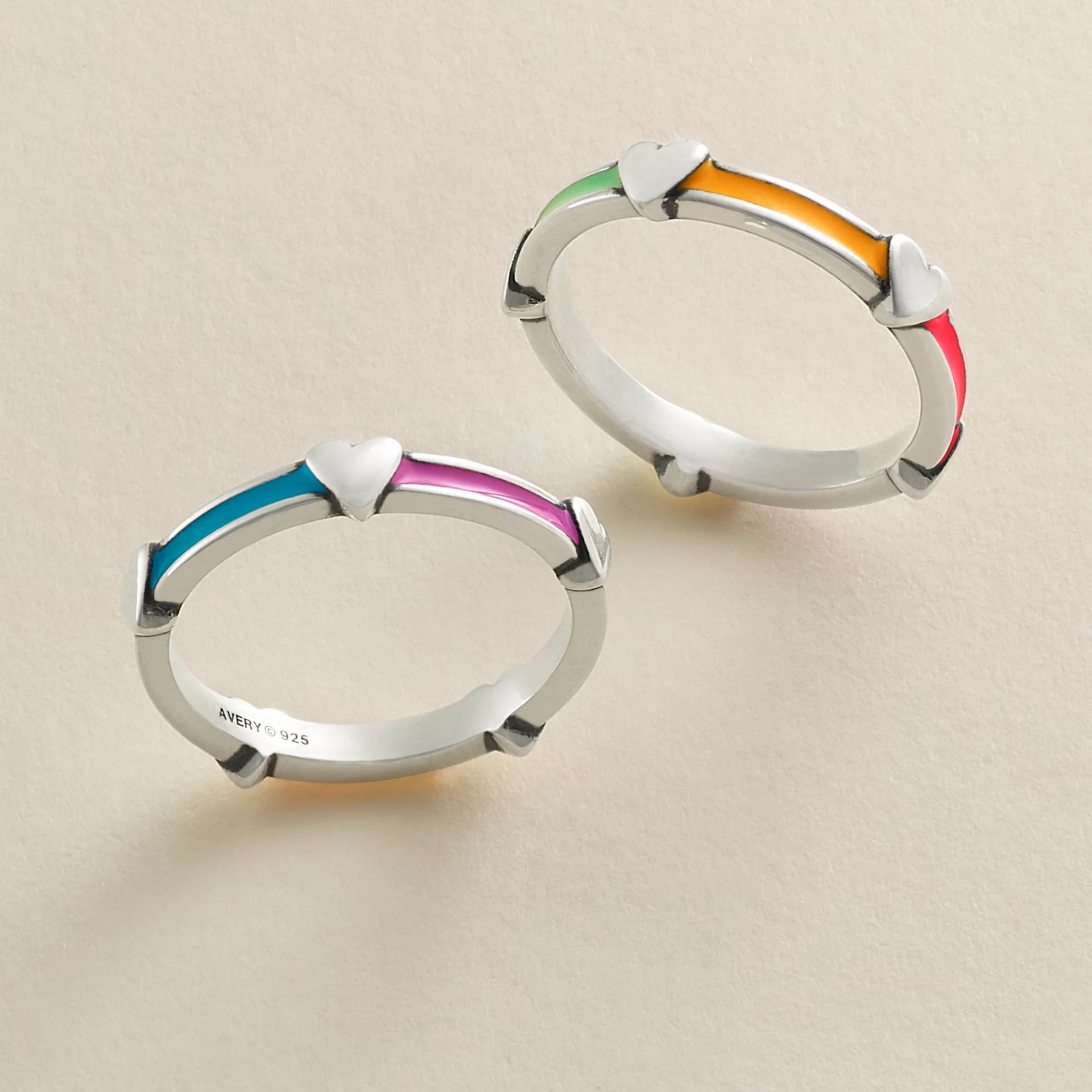 Enamel Band with Hearts Ring - Image 3