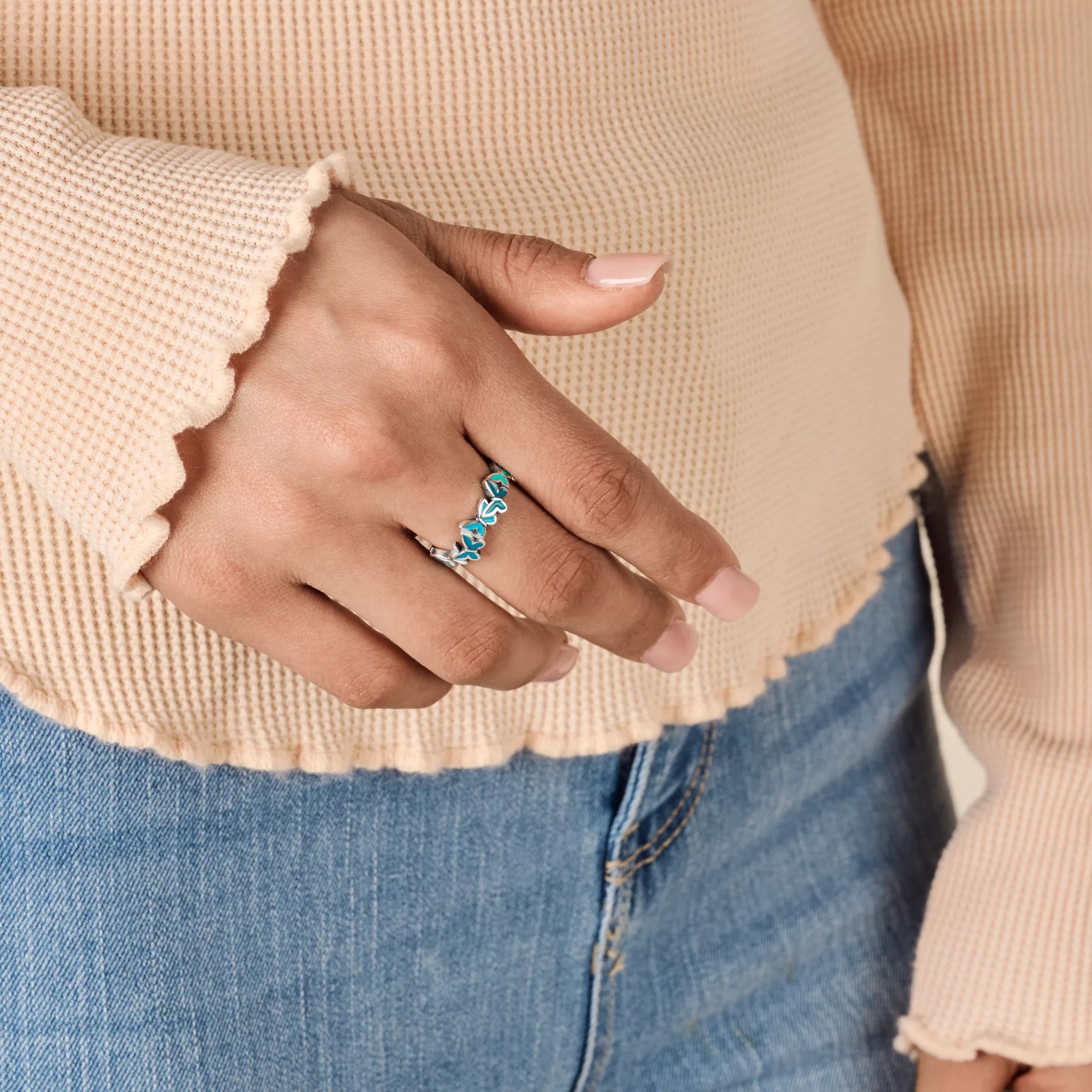 Enamel Connected Butterflies Ring - Image 5