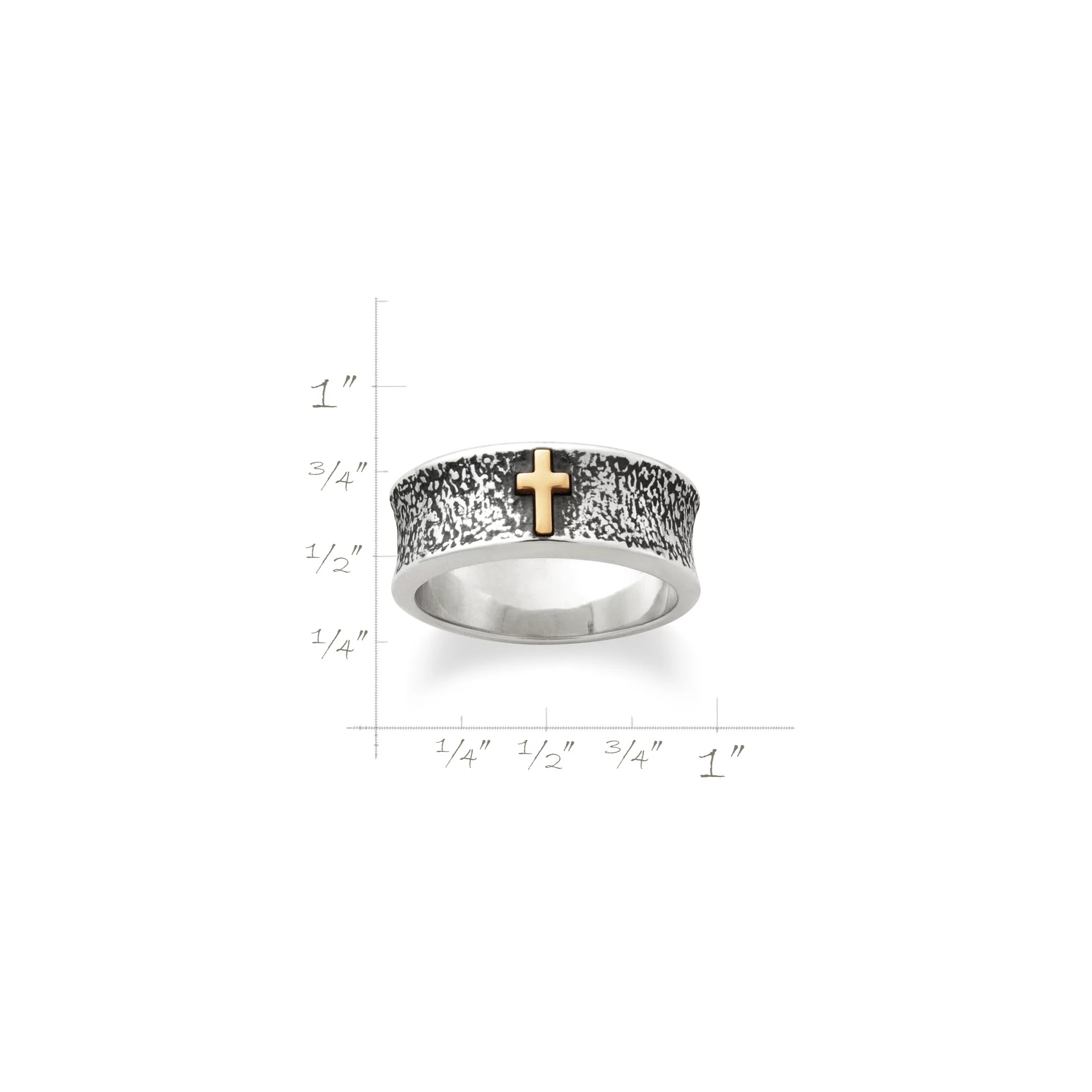 Textured Wedding Ring with Cross - Image 2